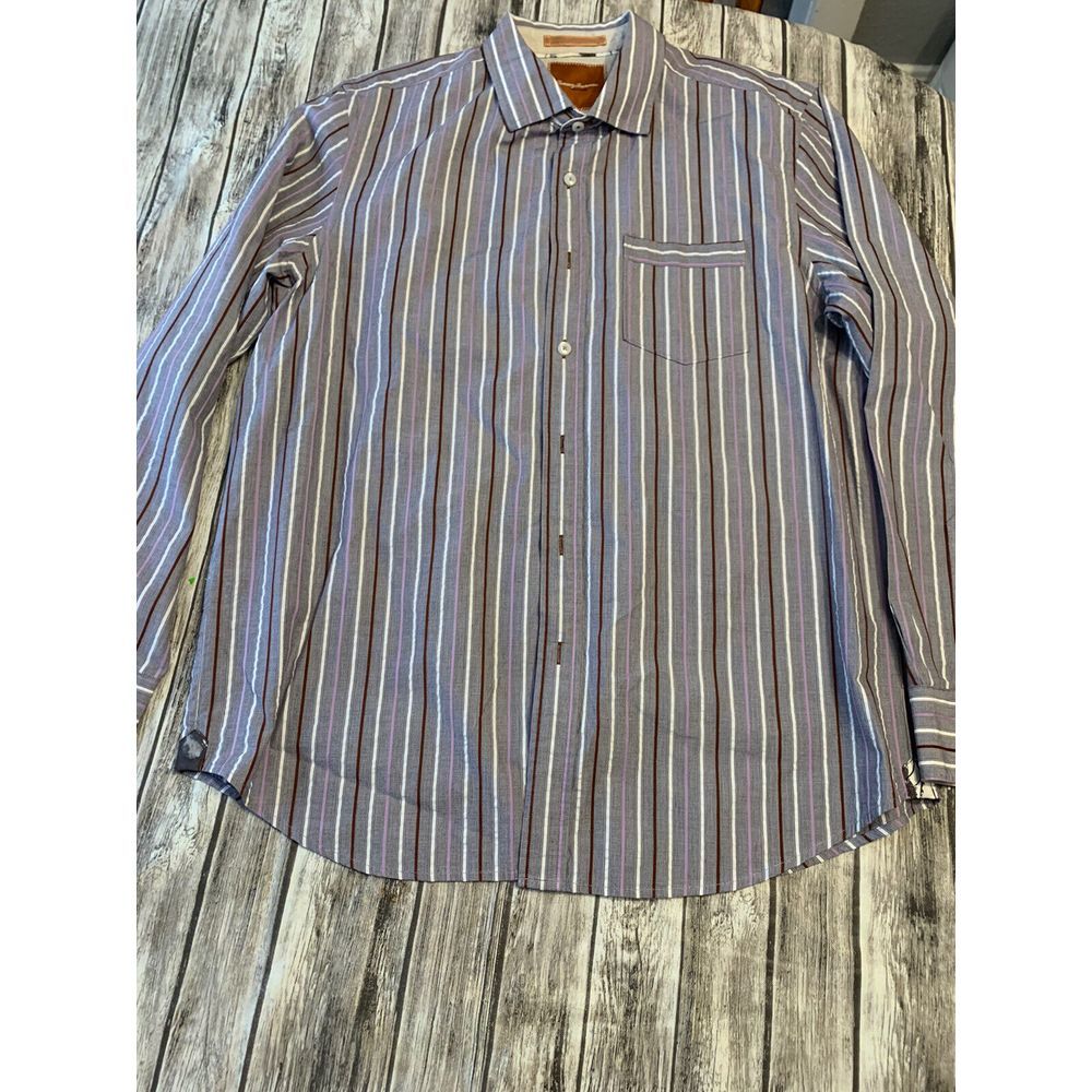 Tommy‎ Bahama Purple White Maroon  Button Down Shirt Men’s Size Large